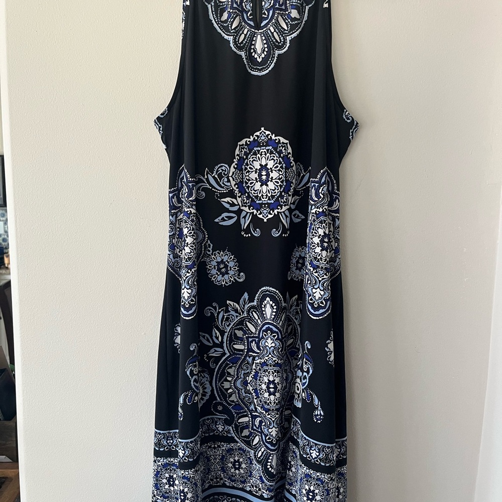 INC International Concepts Black and White Halter Maxi Sundress